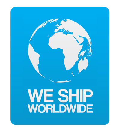 Globe graphic featuring "We Ship Worldwide" on a blue background, highlighting our commitment to worldwide shipping.