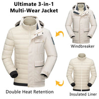 custom 3 in 1 mens outdoor outfit with down jacket details multi-wear