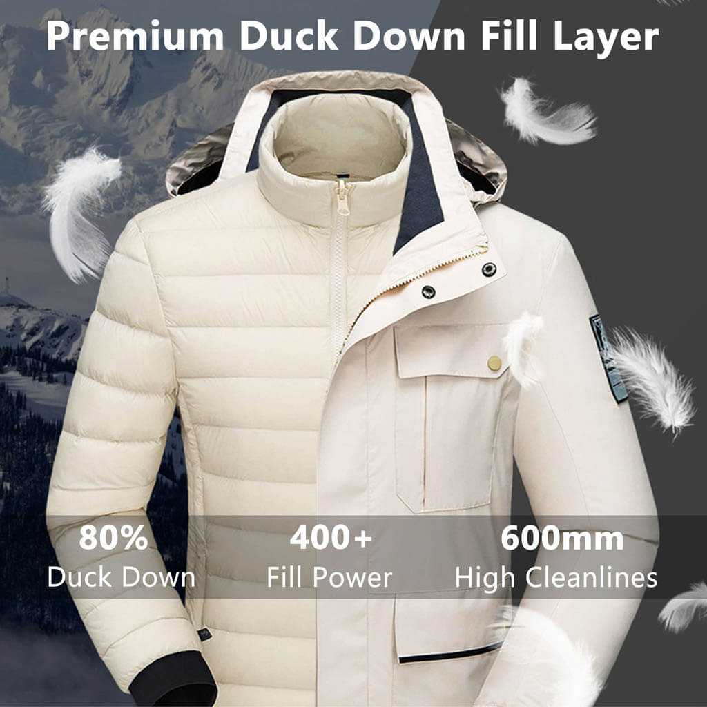 custom 3 in 1 mens outdoor outfit with down jacket details down fill 