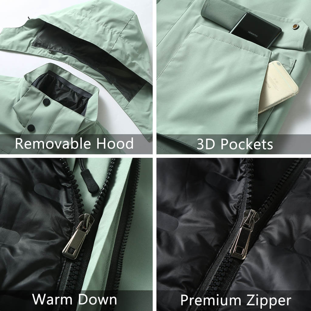 Custom 3-in-1 men’s outdoor outfit with down jacket sewing details