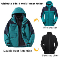 custom 3-in-1 men's winter sports jacket multi-wear layers