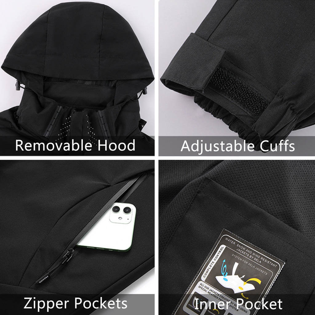 custom mens 3 in 1 waterproof jacket zipper pockets
