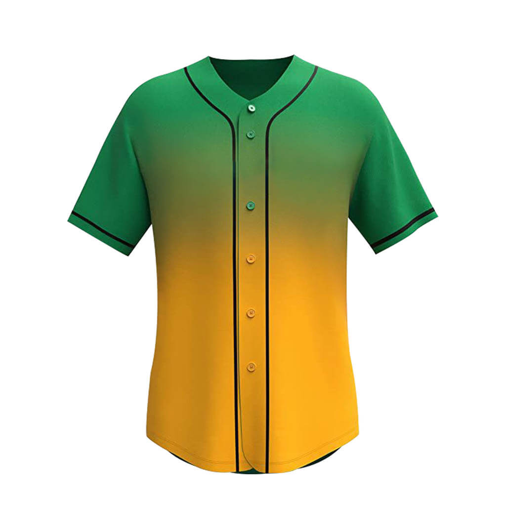 Custom Men’s Ombre Baseball Style Shirts Green Yellow / L