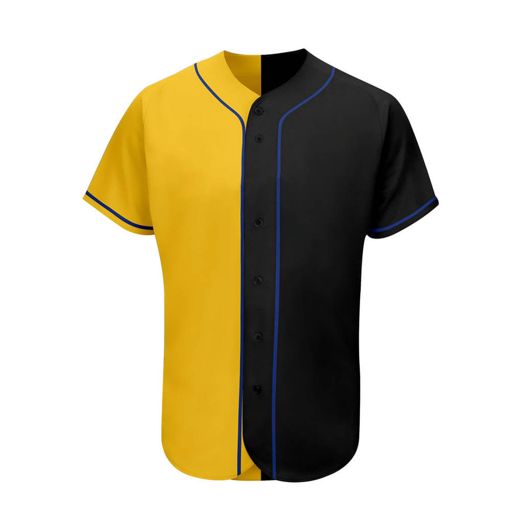 Custom Men’s Two-Toned Button Up Baseball Jersey Yellow Black / L